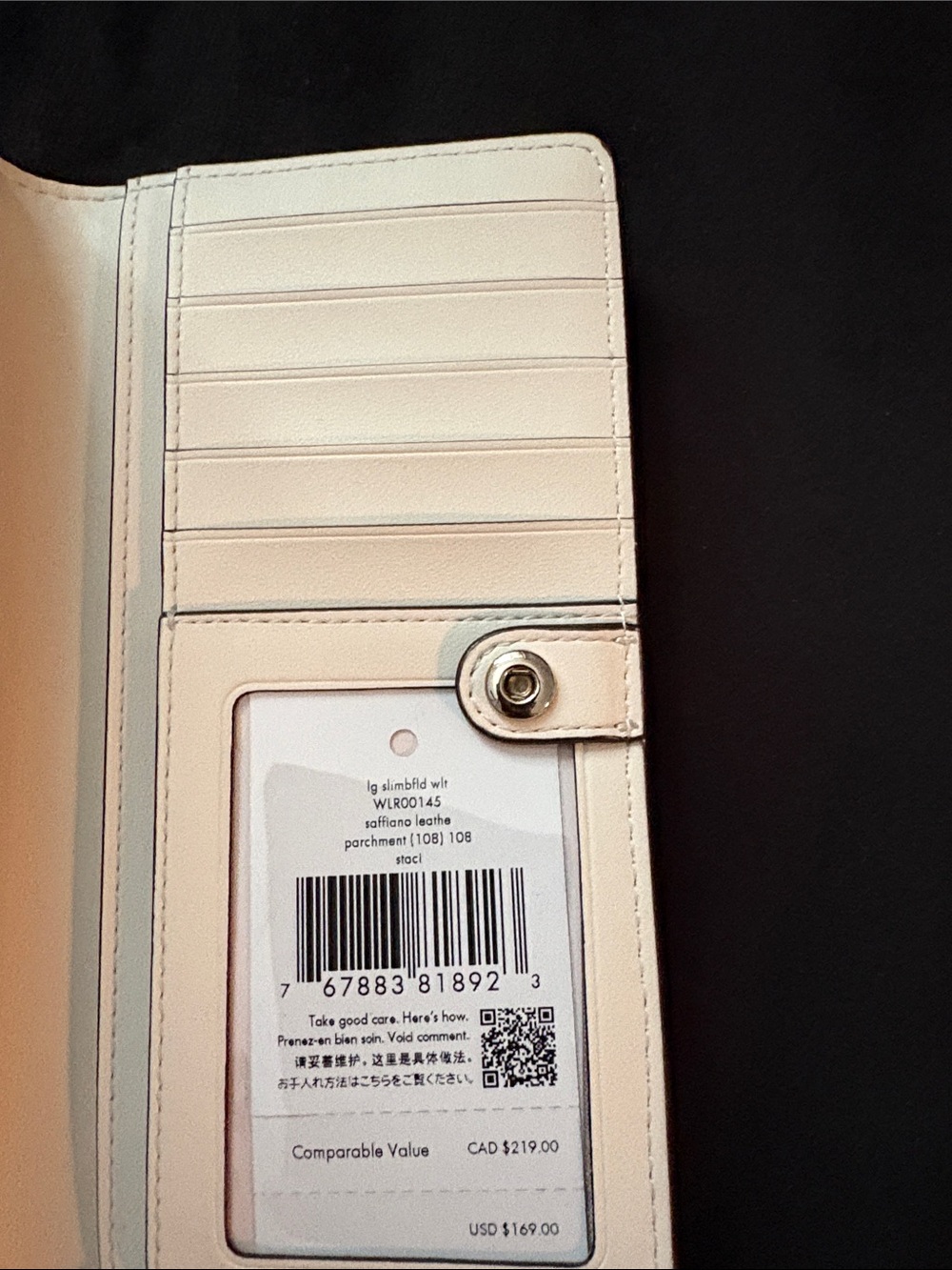 kate spade off white Saffiano Leather Continental Wallet with Gold Logo - Picture 3 of 4
